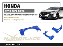画像をギャラリービューアに読み込む, HARDRACE　HONDA CIVIC &#39;16-21-/ CIVIC TYPE-R &#39;18-22- FRONT SUB-FRAME REINFORCED BRACE - 1PCS/SET　Q1002
