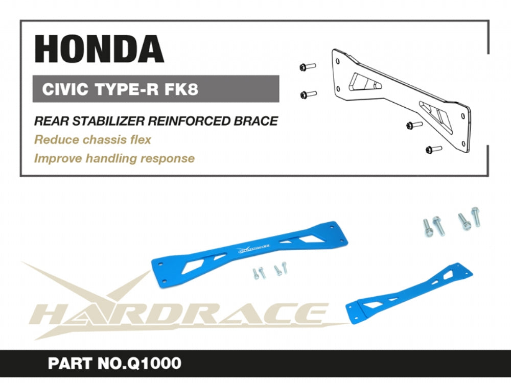HARDRACE   HONDA CIVIC '16-21/ CIVIC TYPE-R '18-22- REAR STABILIZER REINFORCED BRACE - 1PCS/SET